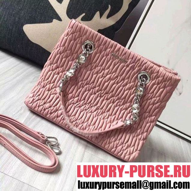 Miu Miu Matelassé Nappa Leather Tote 5BA038 Pink 2016 (JD-6120907 )