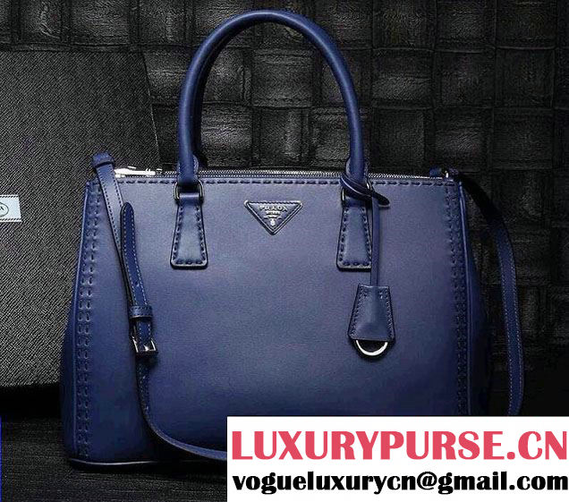 Prada Hand-stitched City Calf Leather Tote Bag BN2274 Cornflower Blue 2015