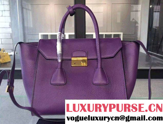 Prada Clemence Leather Tote Bag 2669 Purple 2015