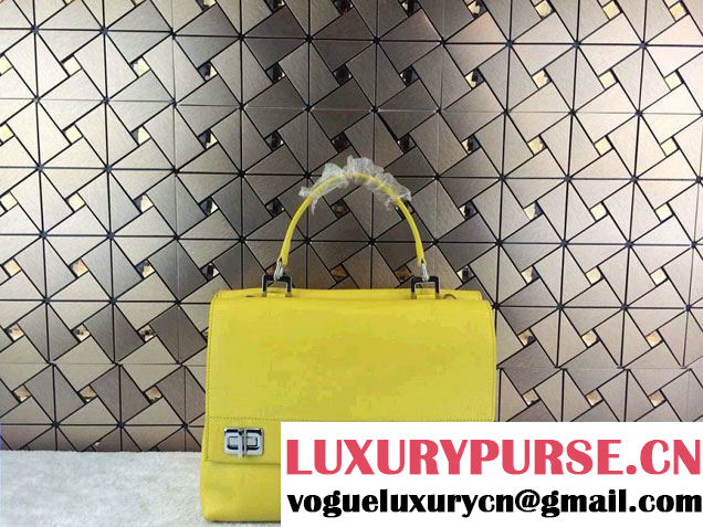 Prada Lux Calf Leather Briefcase Flap Bag BN2796 Yellow Fall 2014