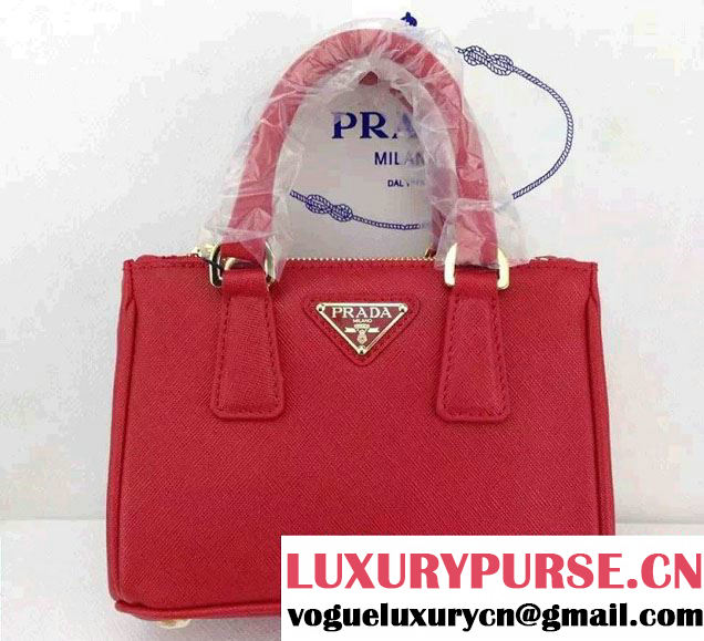 Prada Saffiano Mini Galleria Crossbody Bag Red