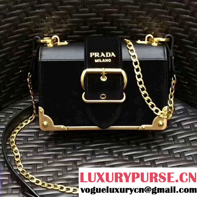 Prada Cahier Velvet Shoulder Bag 1BH018 Black 2017 (GYF-7120810 )