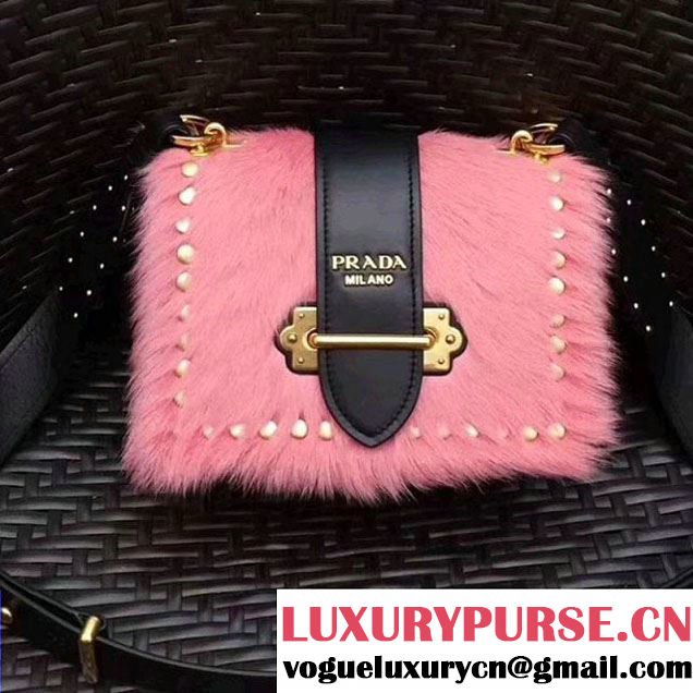 Prada Cahier Calf Hair Bag 1BD045 Pink 2017 (GYF-7120830 )