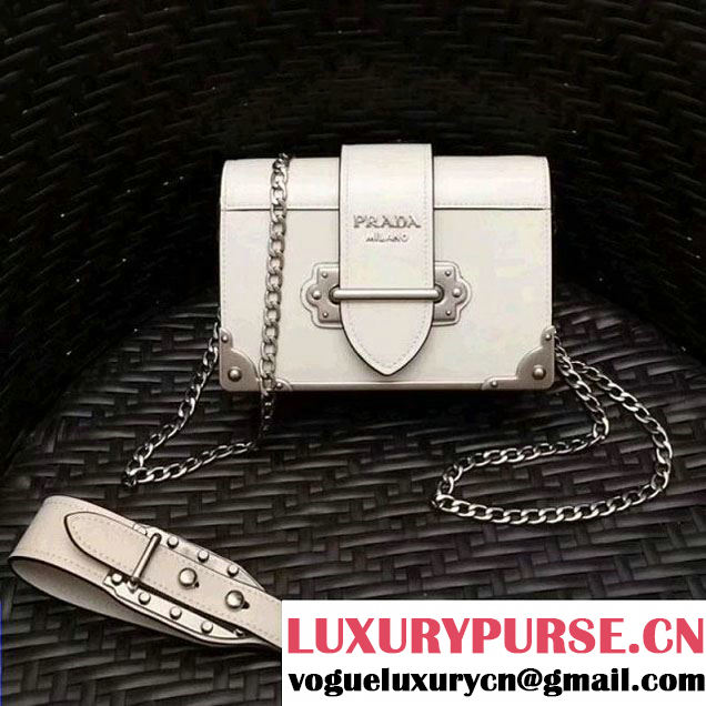 Prada Cahier Leather Clutch Bag 1BH018 White 2018 (GYF-8011223 )