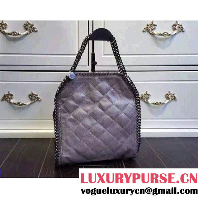 Stella McCartney Falabella Silver Quilted Mini Tote Bag in Grey (WJ-121357 )