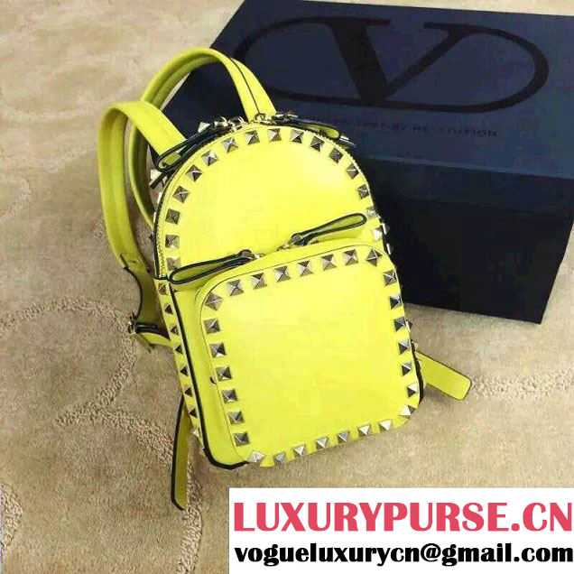 Valentino Rockstud Small Backpack Yellow 2015