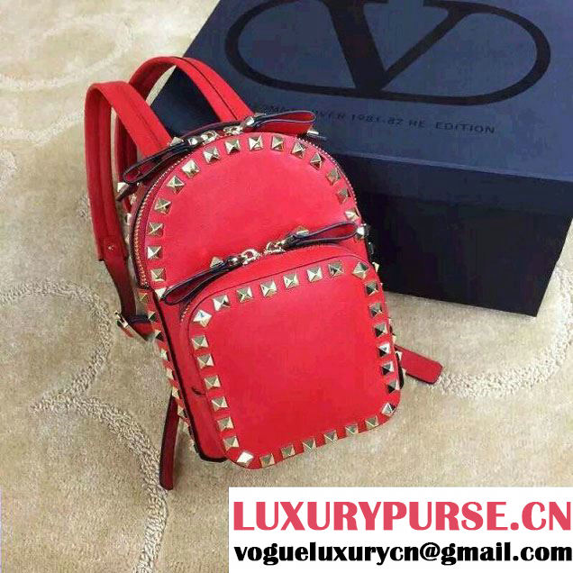 Valentino Rockstud Small Backpack Red 2015