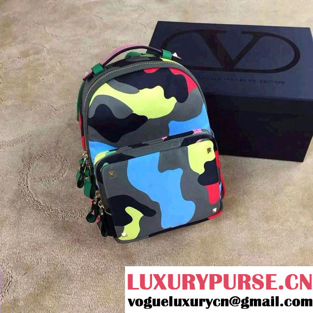 Valentino Psychedelic Camouflage Nylon Small Backpack 2015