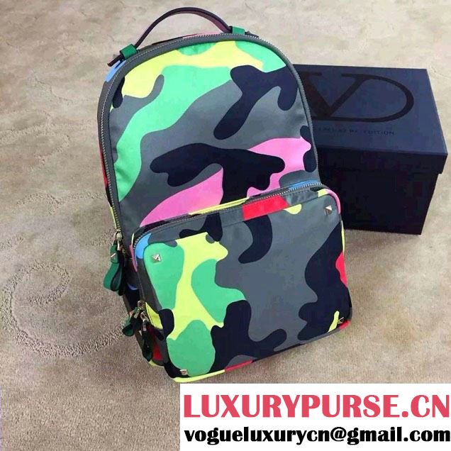 Valentino Psychedelic Camouflage Nylon Large Backpack 2015