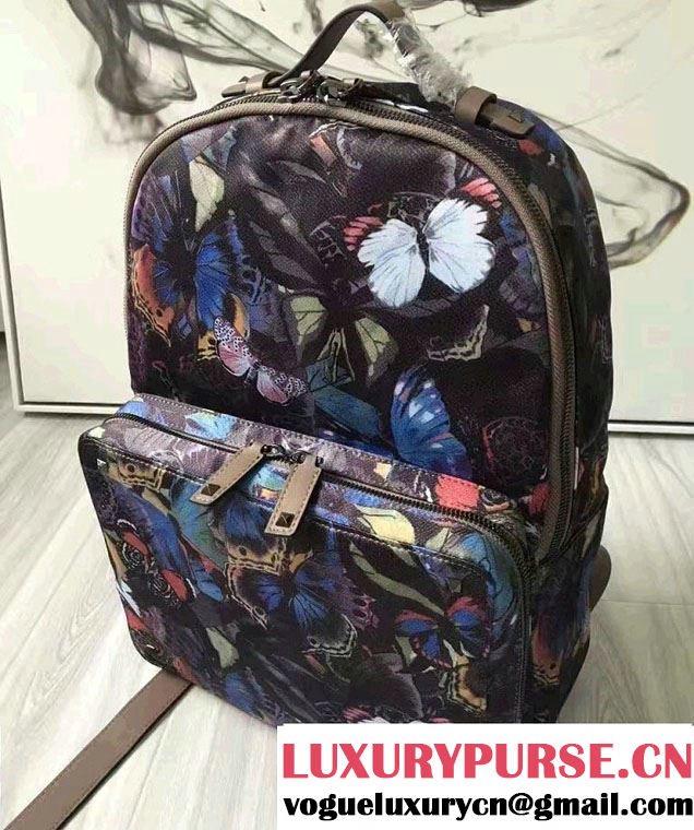 Valentino Butterfly Printed Nylon Backpack Multicolor 2016