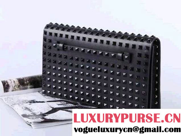 Valentino Black Rockstud Clutch Bag