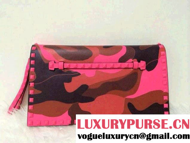 Valentino Rockstud Camouflage Clutch Bag in Fushia 2014