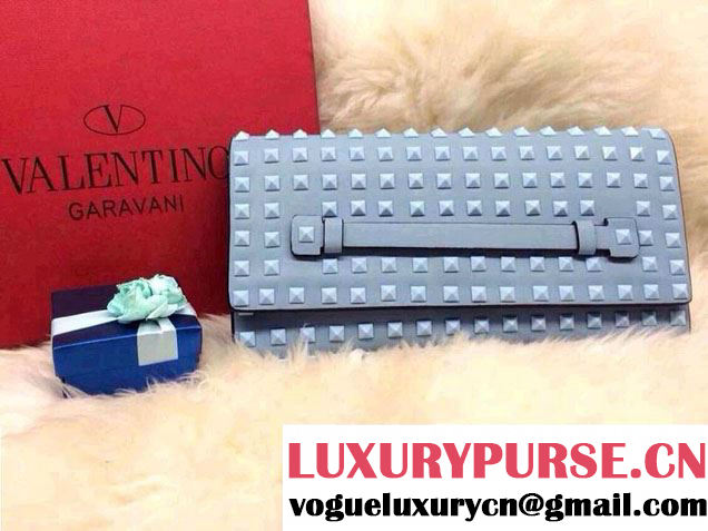 Valentino All Over Rockstud Clutch Bag Baby Blue 2015