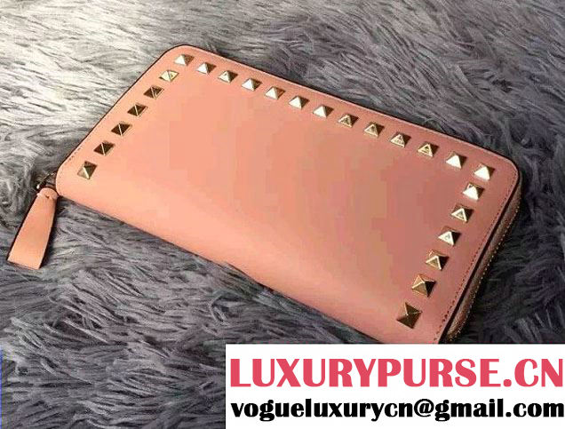 Valentino Rockstud Zip Continental Wallet Pink 2016