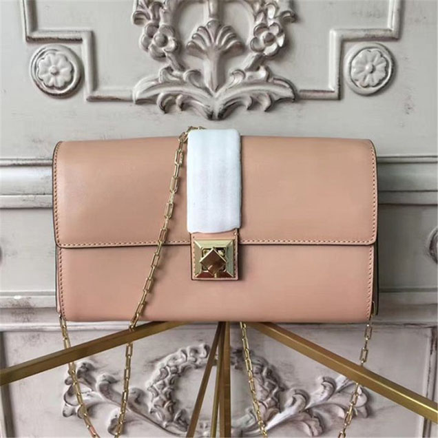 Valentino Garavani Chain Clutch 25cm Bag Calfskin Leather Fall Winter 2017 Collection Beige