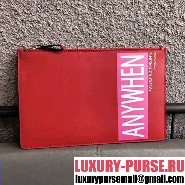 Valentino Coordinates "Anywhen" Print Large Flat Pouch in Leather 0149 Red 2018 (JD-8020520 )