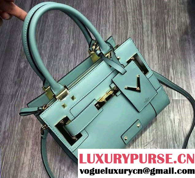 Valentino Small My Rockstud Double Handle Bag Cyan 2016