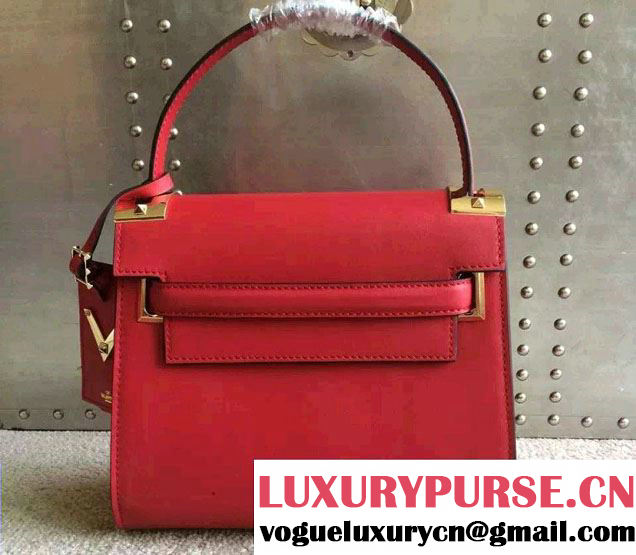 Valentino Calfskin My Rockstud Single Handle Medium Bag Red 2016