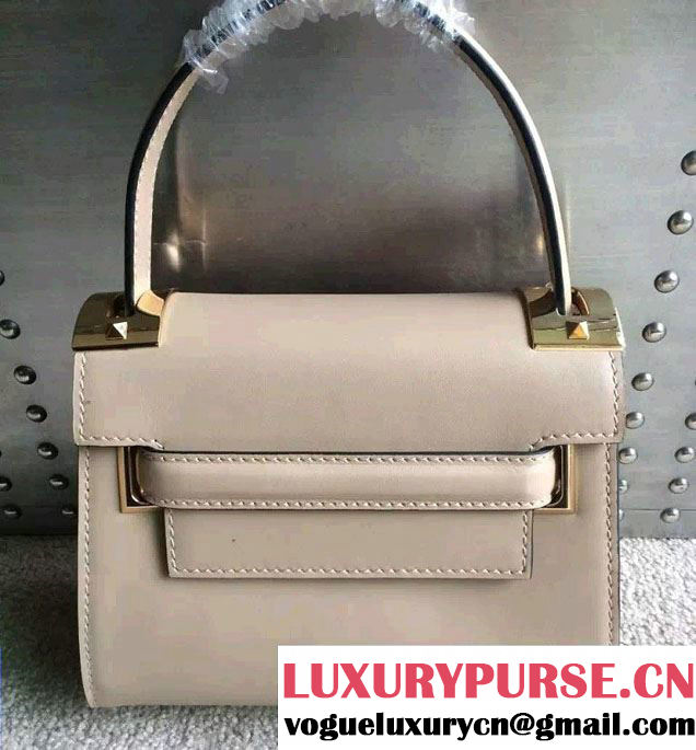 Valentino Calfskin My Rockstud Single Handle Small Bag Creamy 2016