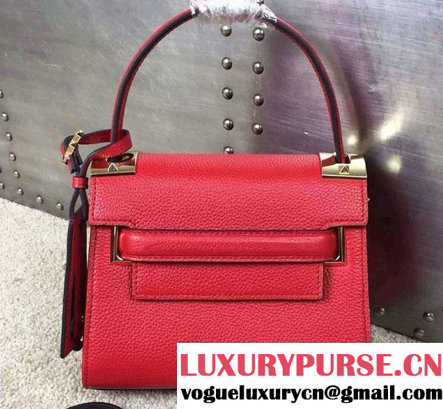 Valentino Grained Leather My Rockstud Single Handle Small Bag Red 2016