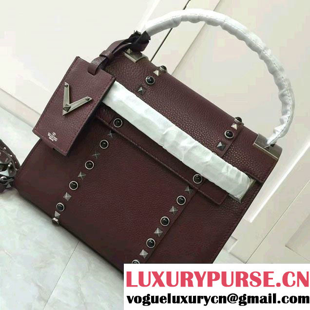 Valentino My Rockstud Rolling Small Single Handle Bag Burgundy 2017