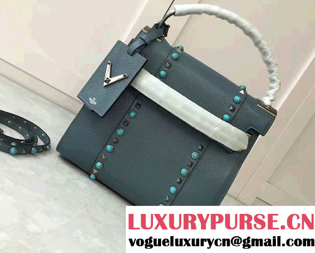 Valentino My Rockstud Rolling Small Single Handle Bag Silver/Turquoise Light Blue 2017