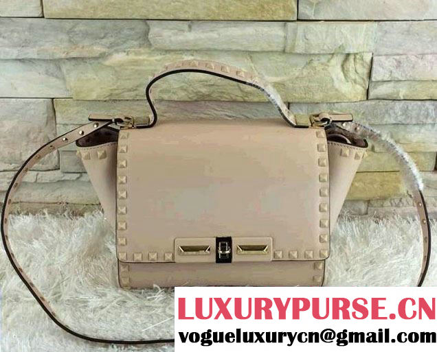 Valentino Rockstud Leather Shoulder Tote Bag 00880 Beige 2014