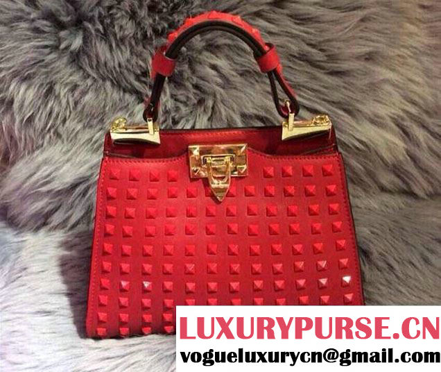 Valentino All Over Rockstud Tote Bag Red 2015