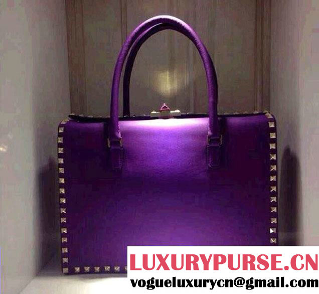 Valentino Rockstud Tote Bag Purple 2015