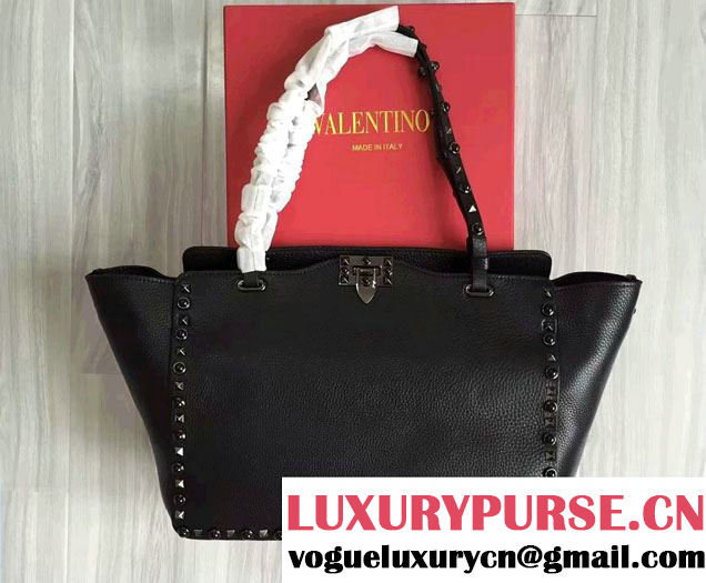 Valentino Rockstud Rolling Noir Medium Tote Bag 2016