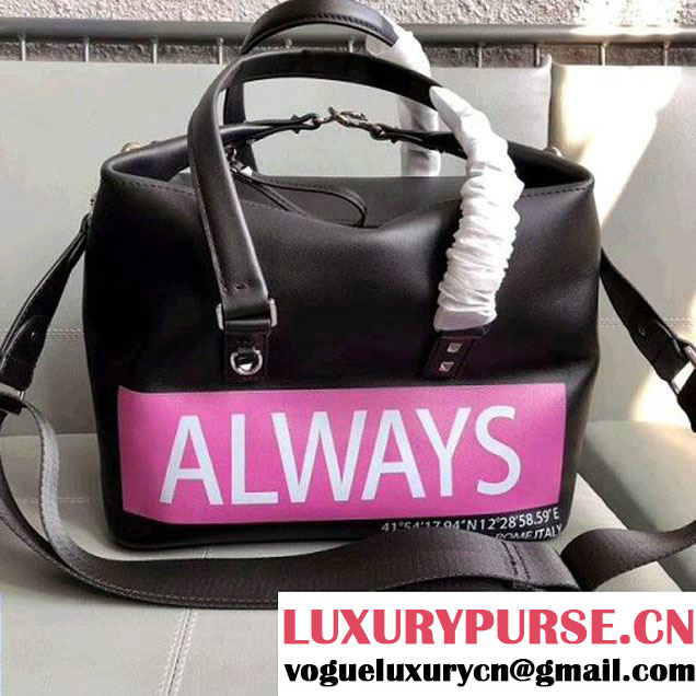 Valentino Coordinates "Always" Print Small Tote in Leather 0646 Black 2018 (JD-8020517 )