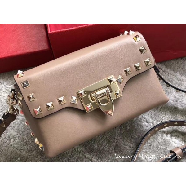 Valentino Leather Rockstud Mini Crossbody Bag 0045 Nude 2019