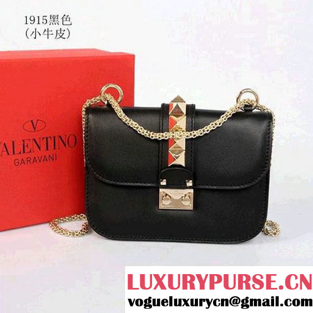 Valentino Garavani Shoulder Bag Calfskin Leather VG1915 Black - $239.00