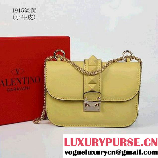 Valentino Garavani Shoulder Bag Calfskin Leather VG1915 Light Yellow - $239.00