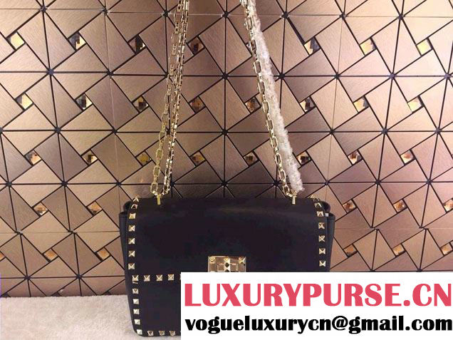 Valentino Rockstud Chain Flap Shoulder Bag HWB00551 Black 2014