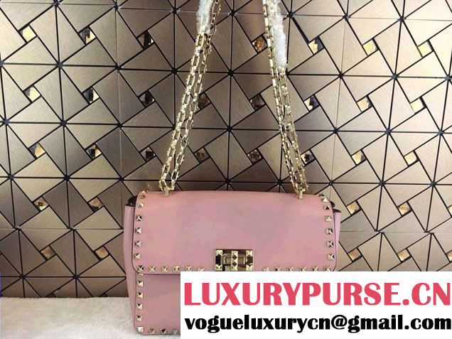 Valentino Rockstud Chain Flap Shoulder Bag HWB00551 Pink 2014