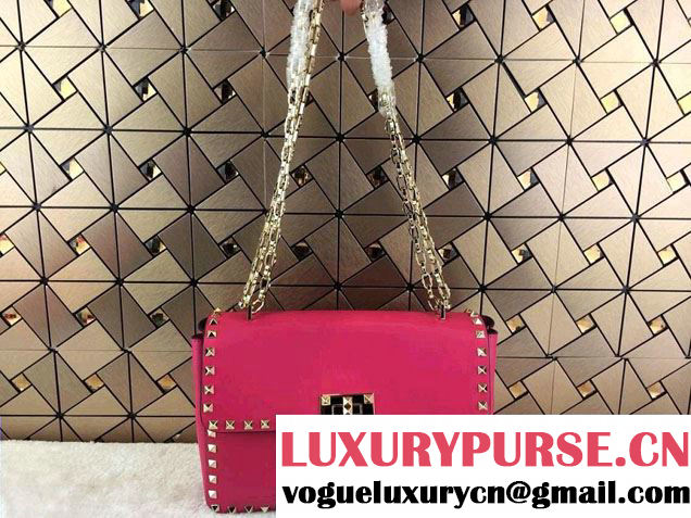 Valentino Rockstud Chain Flap Shoulder Bag HWB00551 Fushia 2014