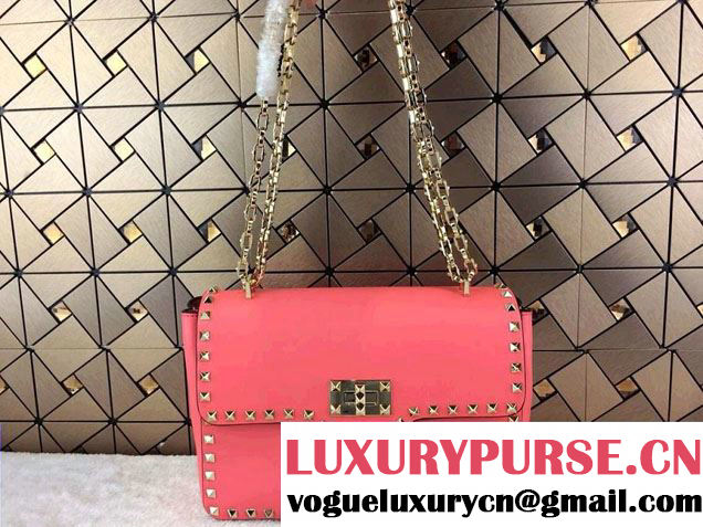 Valentino Rockstud Chain Flap Shoulder Bag HWB00551 Cerise 2014