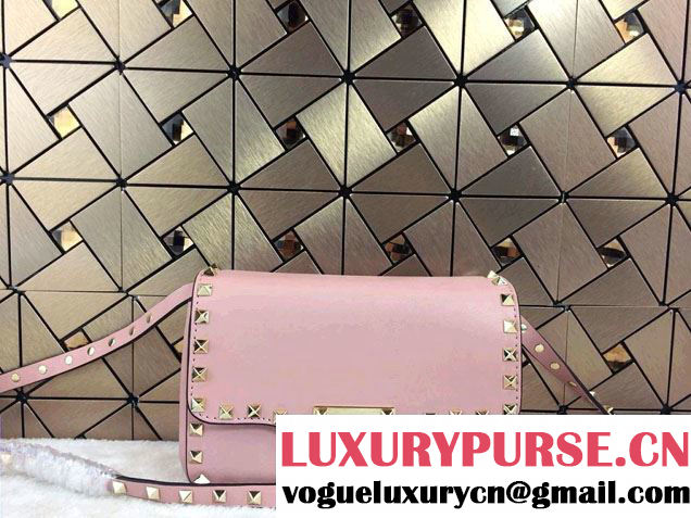 Valentino Rockstud Leather Crossbody Bag 00330 Pink 2014