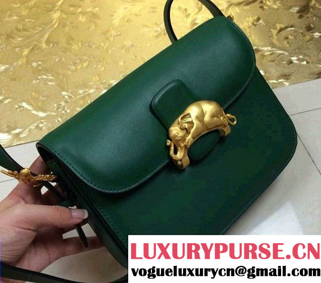 Valentino Elephant Scarab Flap Shoulder Bag Green Fall 2014