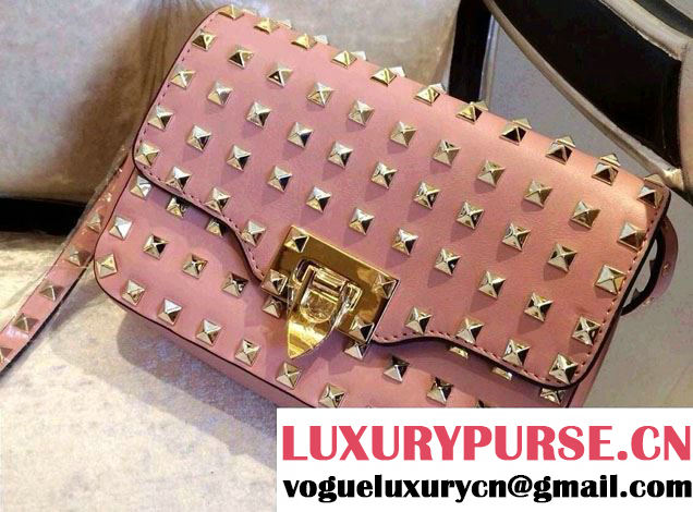 Valentino Smooth Leather Mini All Over Rockstud Crossbody Bag Pink