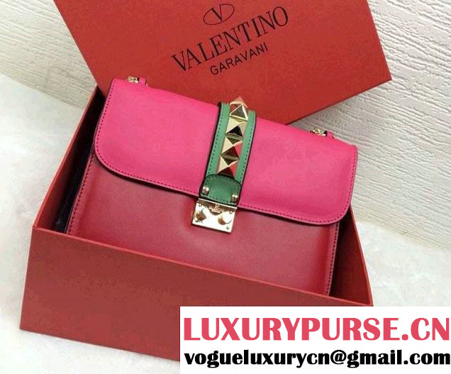 Valentino Colorblock Rockstud Flap Shoulder Bag Fushia Fall 2014