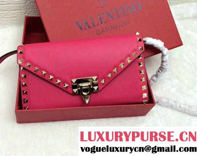 Valentino Rockstud Cross Body Wallet Clutch Bag Fushia 2015