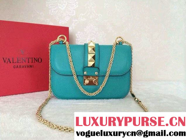 Valentino Rockstud Chain Shoulder Mini Bag Lake Blue