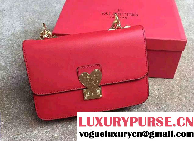 Valentino "L'Amour" Chain Flap Shoulder Bag Red 2015