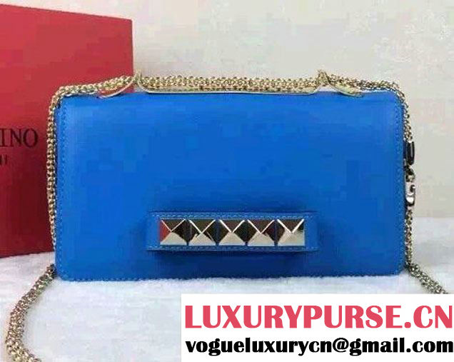 Valentino Va Va Voom Chain Shoulder Clutch Bag Blue 2015