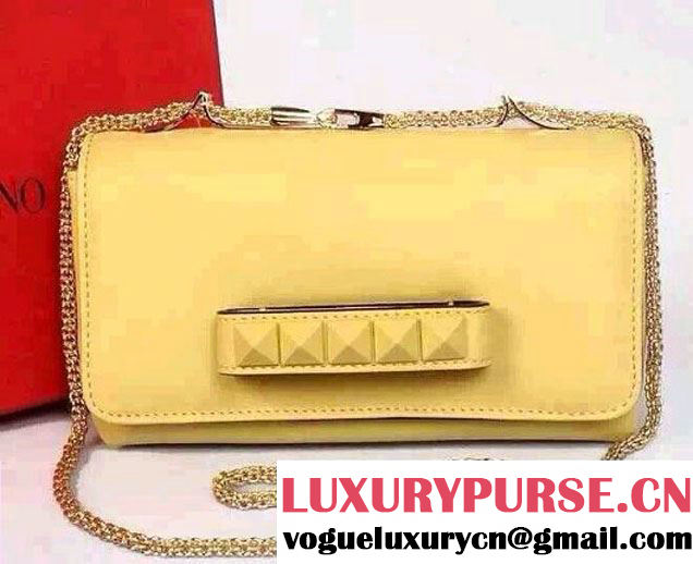 Valentino Va Va Voom Chain Shoulder Clutch Bag Yellow 2015