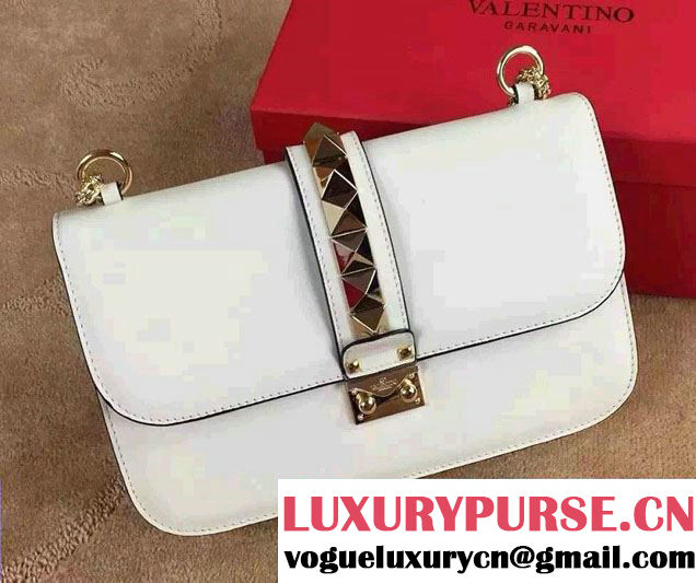 Valentino Rockstud Chain Shoulder Bag White