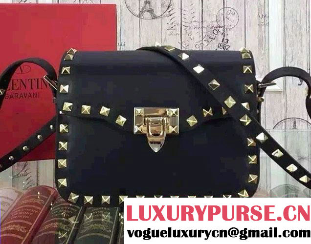 Valentino Rockstud Round Flap Shoulder Small Bag Black 2015/2016