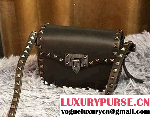 Valentino Rockstud Round Flap Shoulder Small Bag All Black 2015/2016